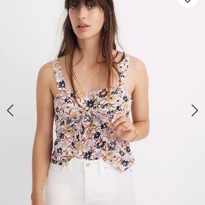 Madewell Size Small Top Tie-Front Cami in Wildflower Garden Paisley Pattern